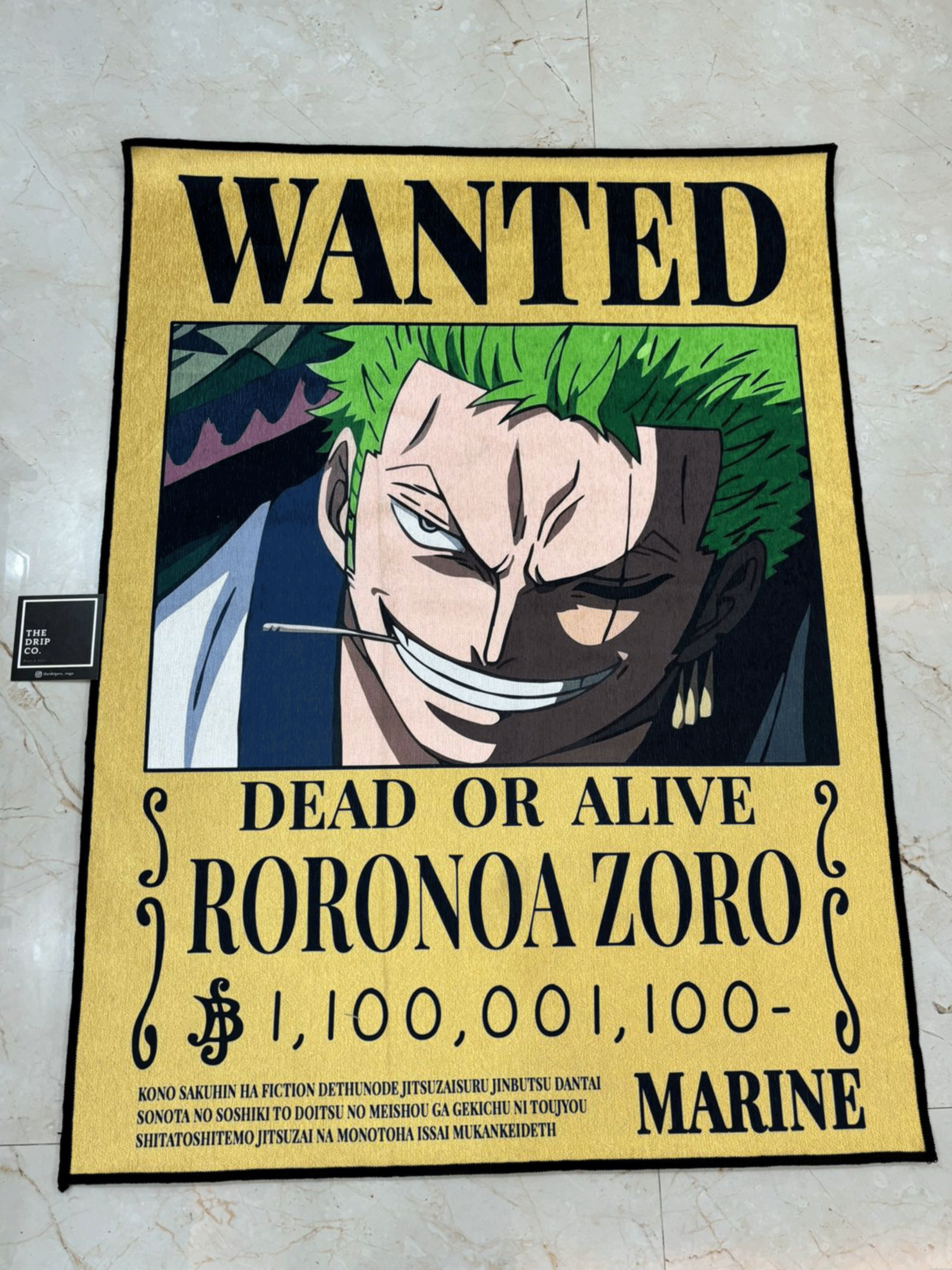 Zoro Wanted Poster Rug Full Carpet