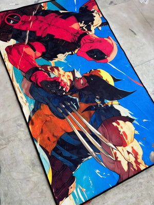 Deadpool Vs Wolverine Side View Rug